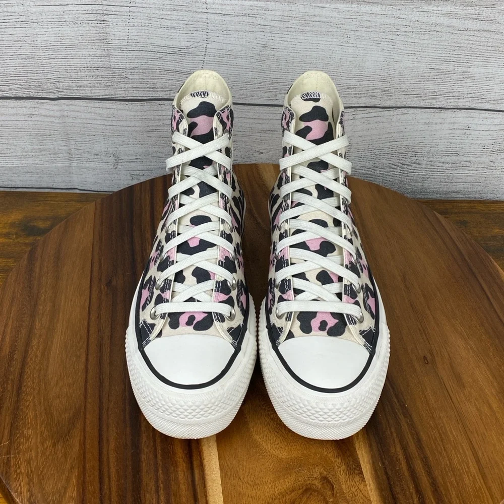 Converse Chuck Taylor All Star Lift High Pink Leopard Shoes 568002C Women’s 7.5